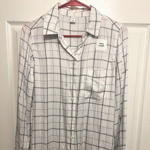 Flannel tunic button up casual shirt